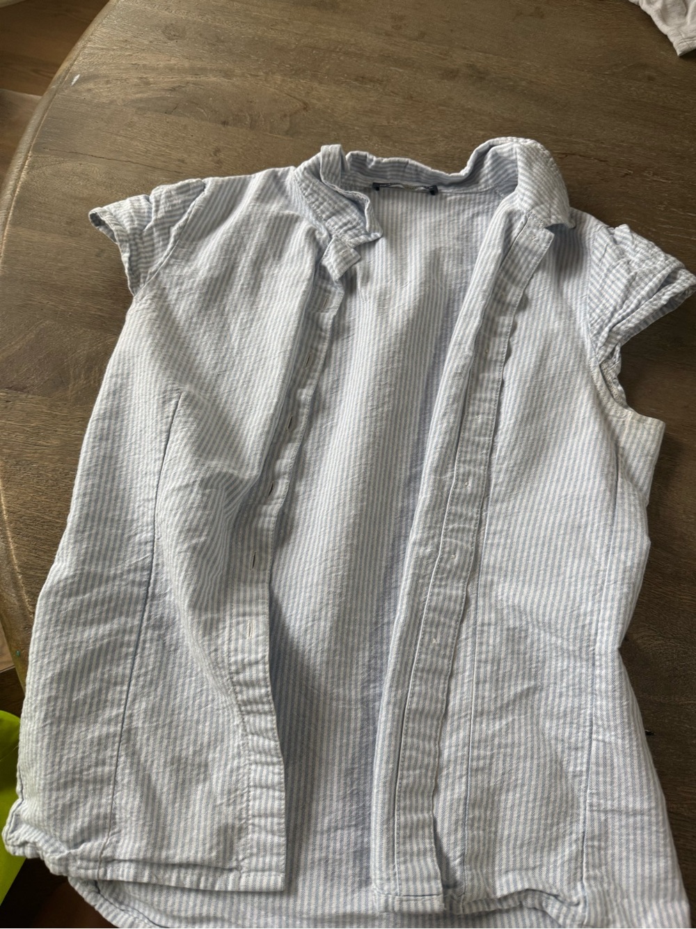 Brandy Melville blue and white striped button up tee